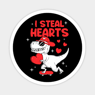 I Steal Hearts Trex Dino Valentine_s Day Boys Son Toddlers Magnet